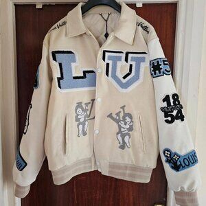 Louis Vuitton Men's Cream and Blue Coat